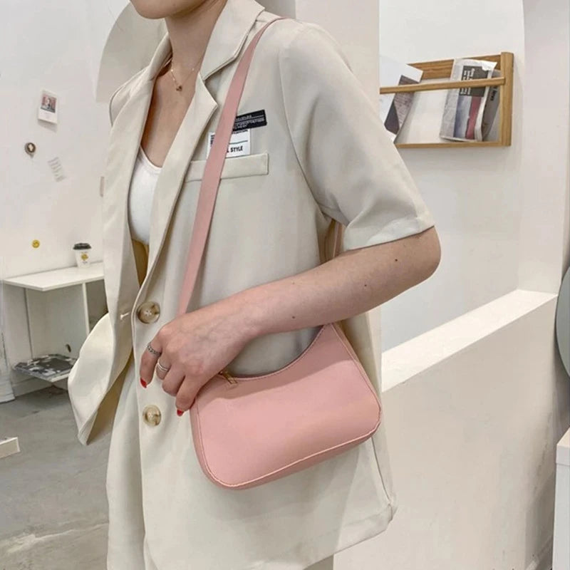 Solid Color Shoulder Bag