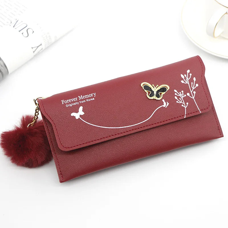 Butterfly PU Leather Wallet – Women’s Designer Clutch with Card & Phone Pocket