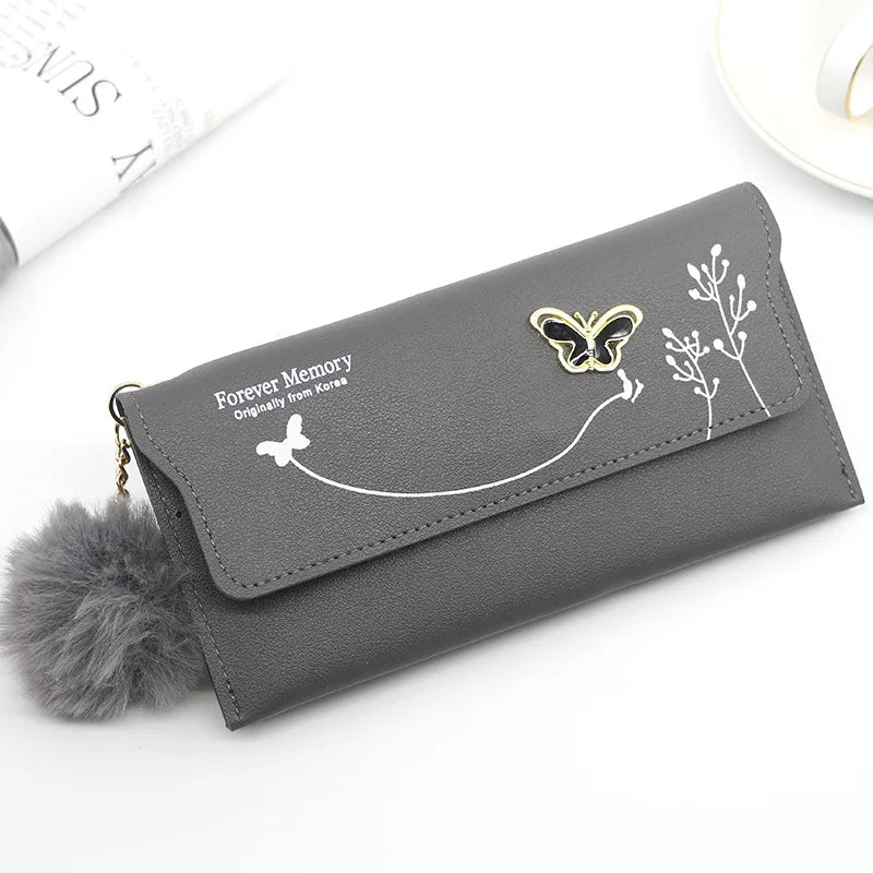 Butterfly PU Leather Wallet – Women’s Designer Clutch with Card & Phone Pocket