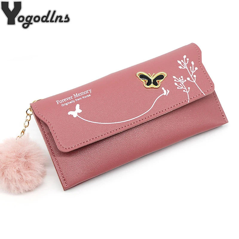 Butterfly PU Leather Wallet – Women’s Designer Clutch with Card & Phone Pocket