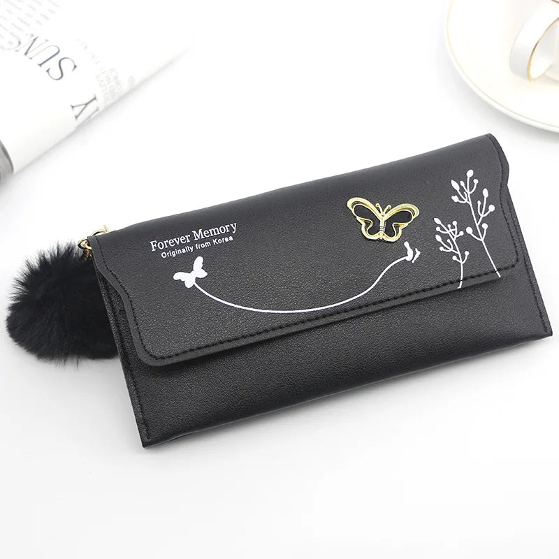 Butterfly PU Leather Wallet – Women’s Designer Clutch with Card & Phone Pocket