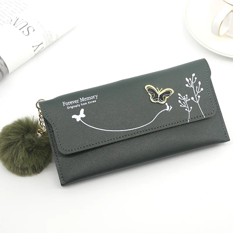 Butterfly PU Leather Wallet – Women’s Designer Clutch with Card & Phone Pocket