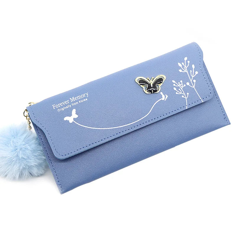 Butterfly PU Leather Wallet – Women’s Designer Clutch with Card & Phone Pocket