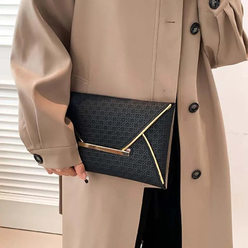 Leather Envelope Clutch – Solid Color Evening & Wedding Purse for Women
