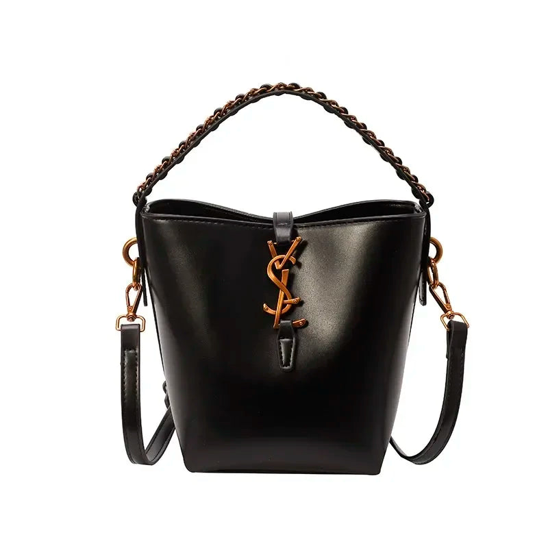 Paris-Inspired Shoulder Bag – Crocodile-Embossed Leather with Detachable Charm