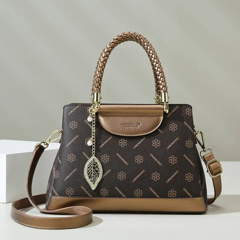 Vintage Logo Shopper – Fashionable Large-Capacity Leather Crossbody Bag
