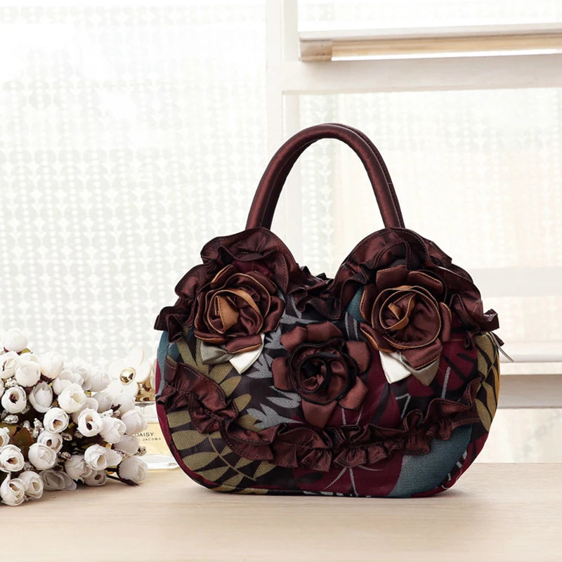 Korean Style Mommy Handbag – Solid Lace Zipper Tote for Women & Girls