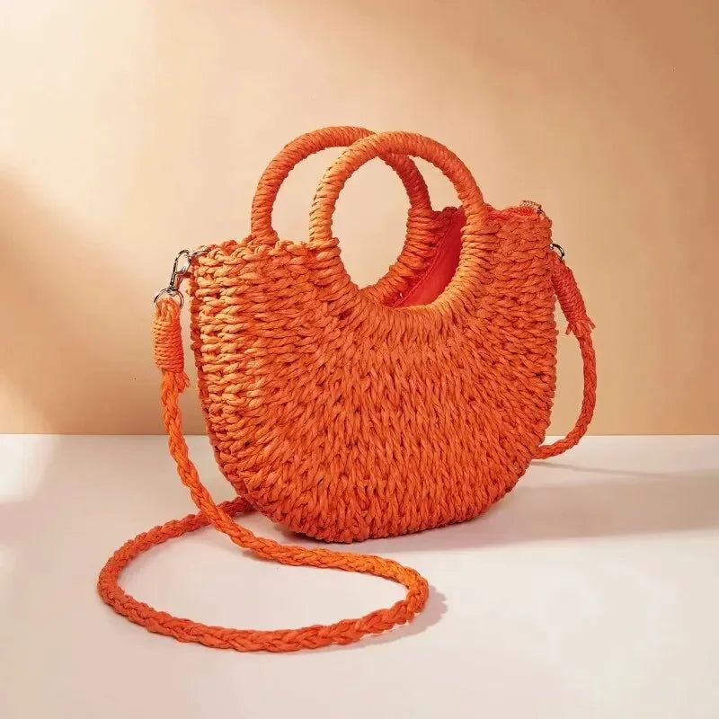 Half-Moon Rattan Crossbody – Summer Style