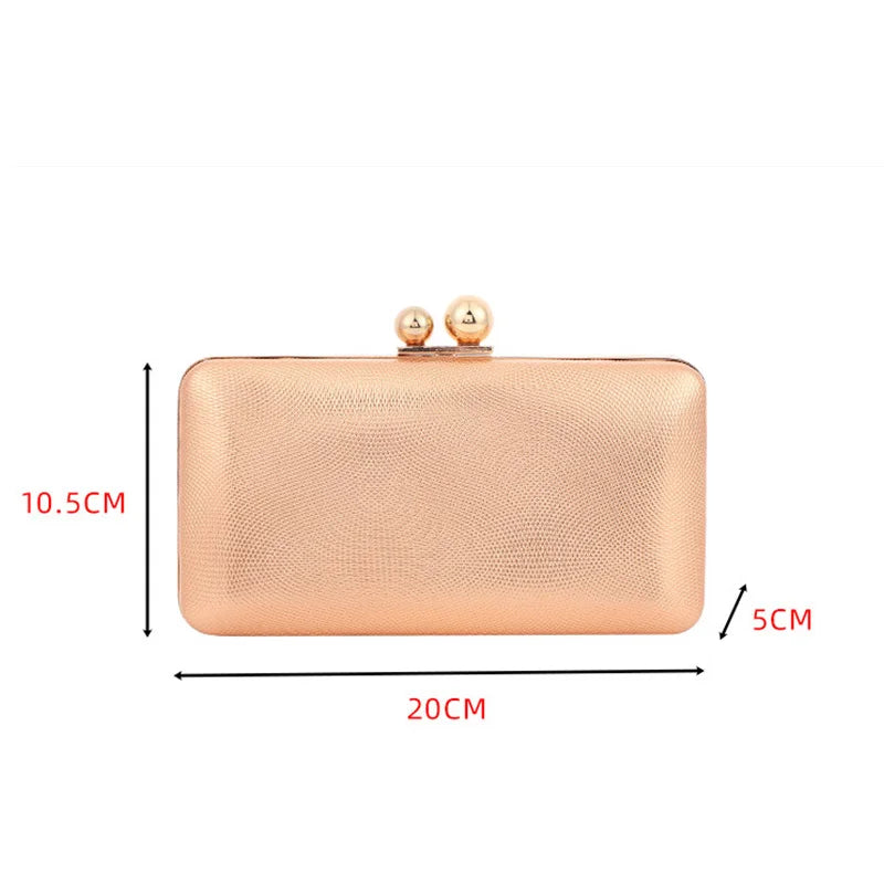Champagne Leather Evening Clutch