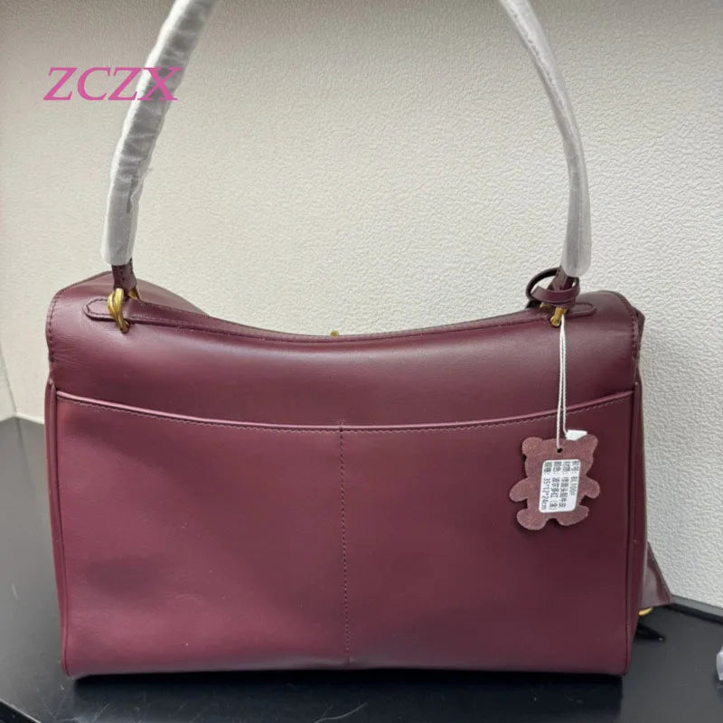 Genuine Leather Shoulder Bag – Fashionable Large-Capacity Armpit Handbag for Women