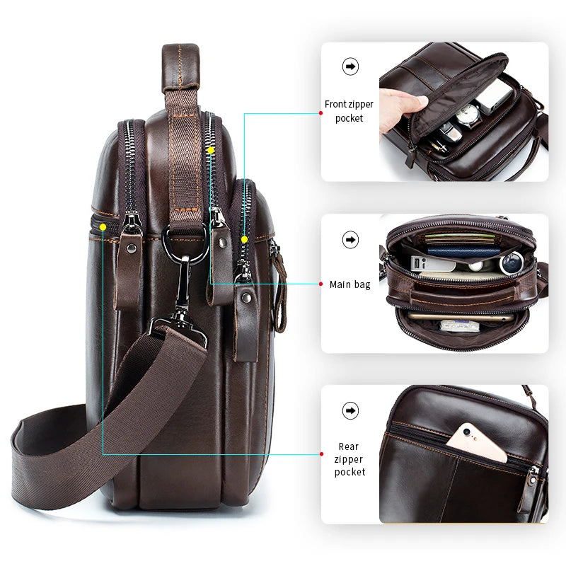 Classic Retro Men’s Cowhide Crossbody Bag