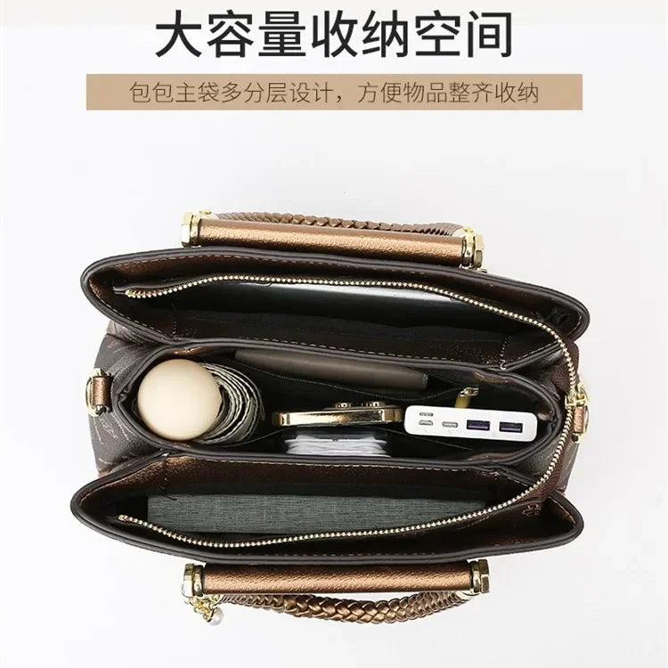 Vintage Logo Shopper – Fashionable Large-Capacity Leather Crossbody Bag