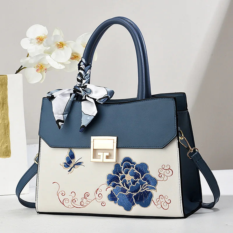 Embroidered Leather Crossbody – High-Quality Casual Shoulder Purse for Women