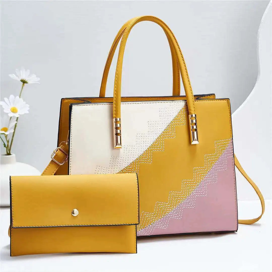 Elegant Spliced Messenger Tote – High-Quality Office Crossbody Shoulder Bag for Women