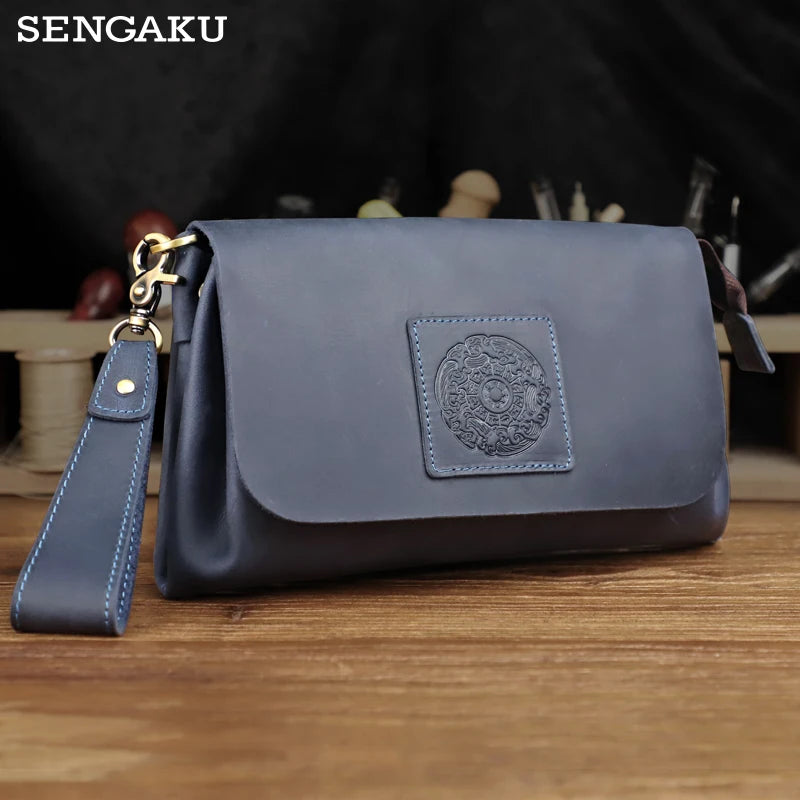 Genuine Cowhide Leather Clutch – Men’s Long Wallet & Passport Organizer