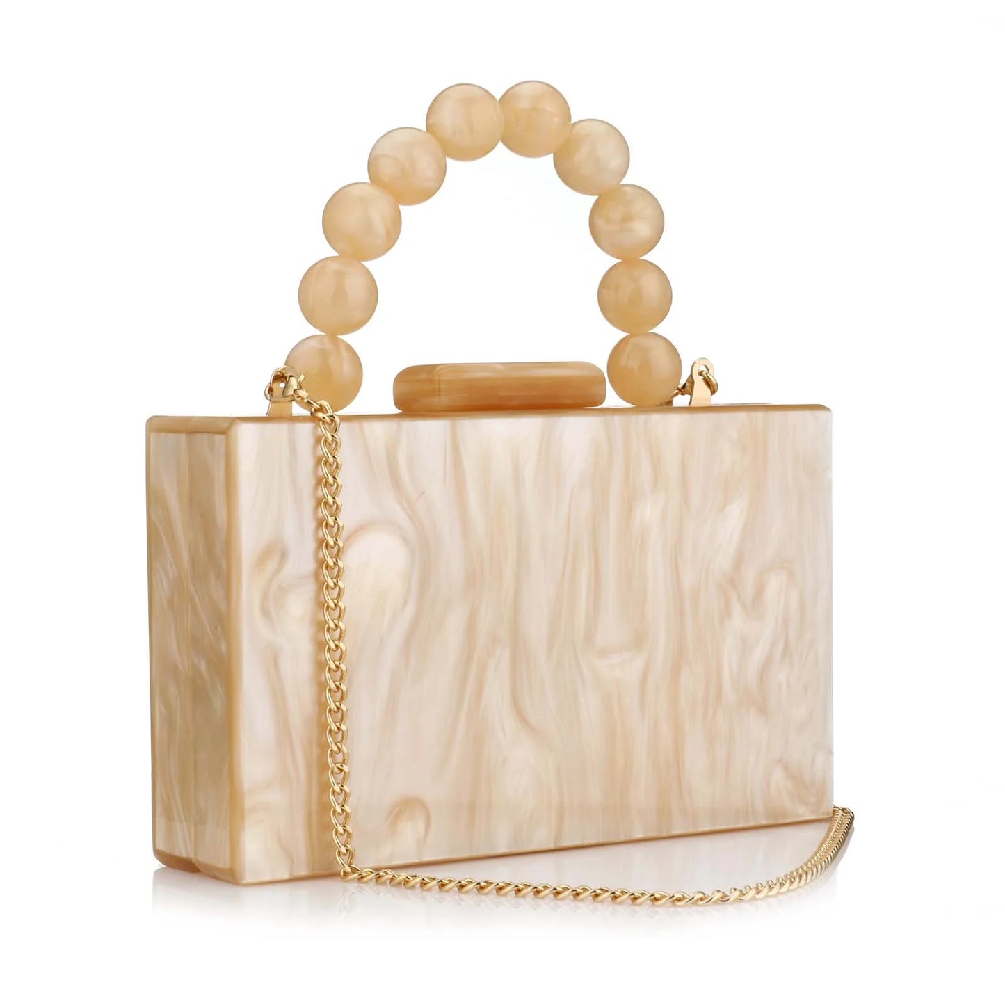 Luxury Pearl Marble Crossbody – Dark Green Acrylic Evening Bag for Women