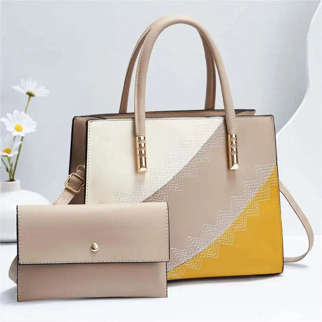Elegant Spliced Messenger Tote – High-Quality Office Crossbody Shoulder Bag for Women
