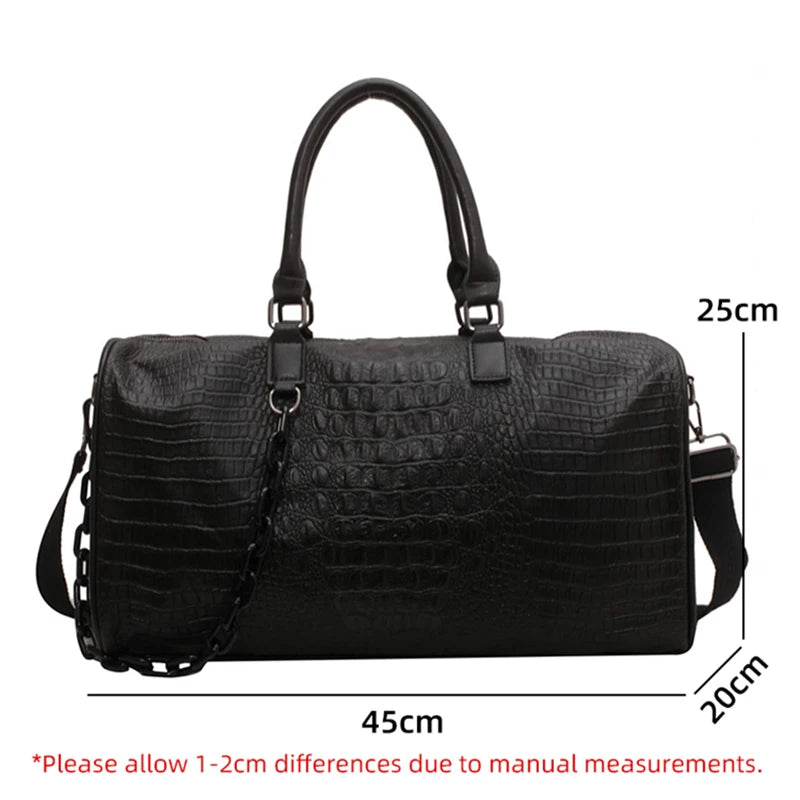 Waterproof Leather Travel Duffel – Large Capacity Candy Color Shoulder & Gym Bag for Women