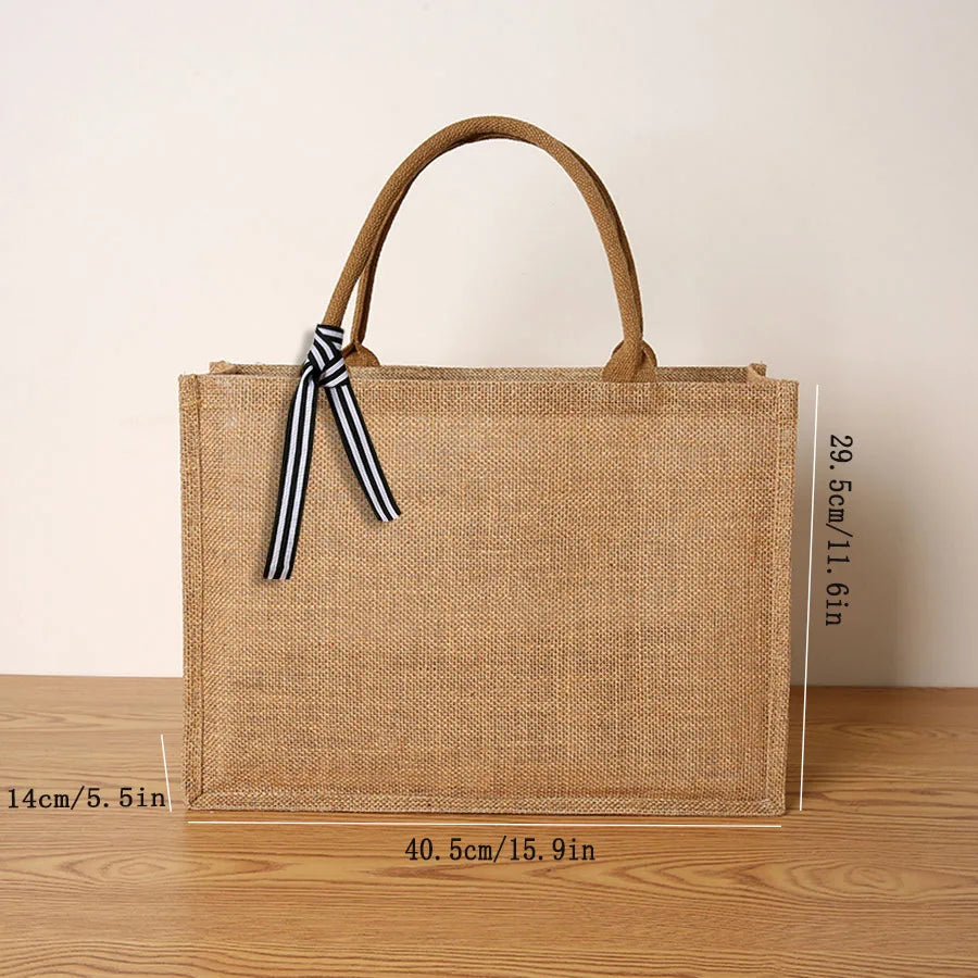 Linen Ribbon Tote – Simple, Spacious & Everyday Chic