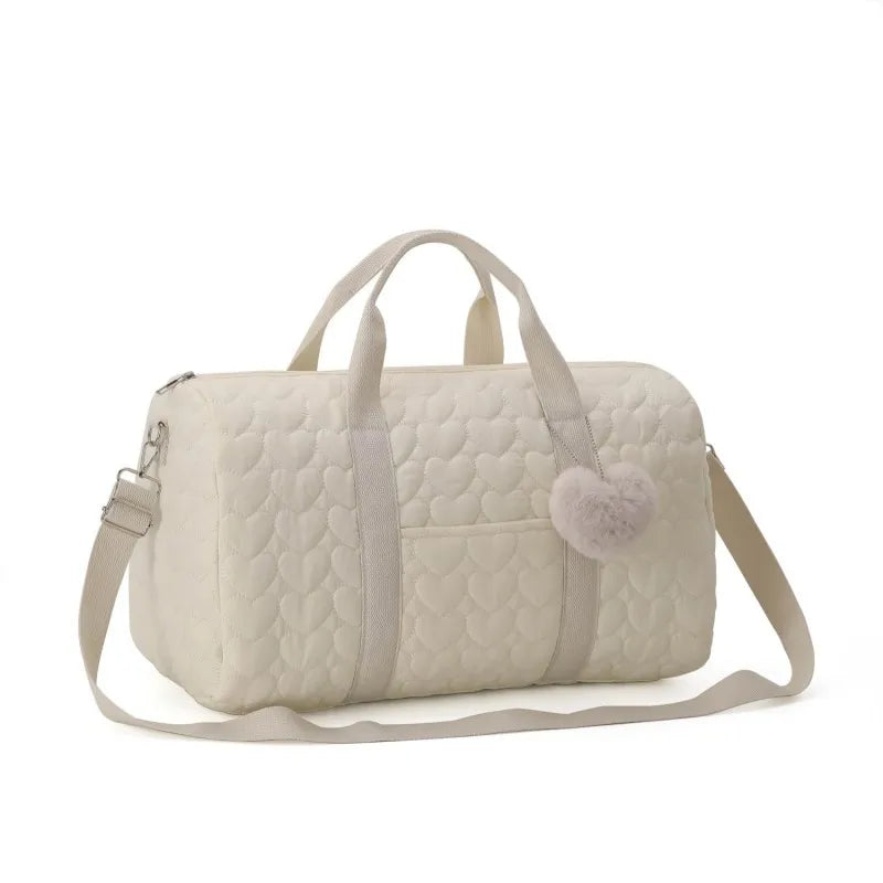 Quilted Mummy Diaper Bag – Embroidered Shoulder Organizer for Stroller & Baby Care