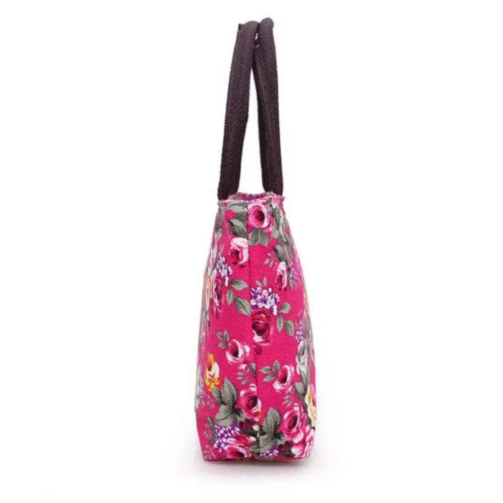 Durable Floral Canvas Tote – Cute Casual Bucket Shoulder Bag for Women