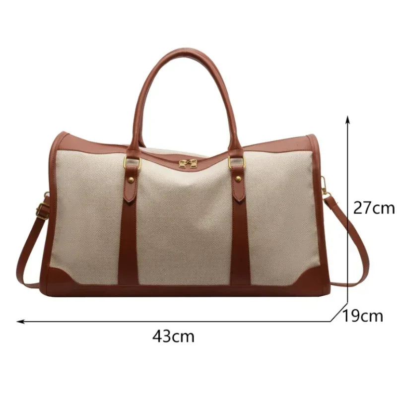 Vintage Travel Handbag – Large Nylon PU Leather Shoulder & Fitness Bag for Women