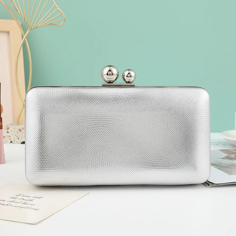 Champagne Leather Evening Clutch