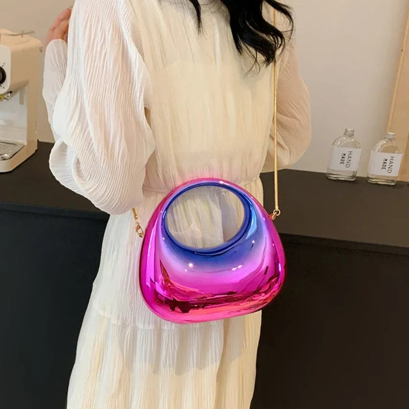 Luxury Clear Acrylic Evening Clutch – Half-Moon Shoulder Bag for Women’s Weddings & Parties