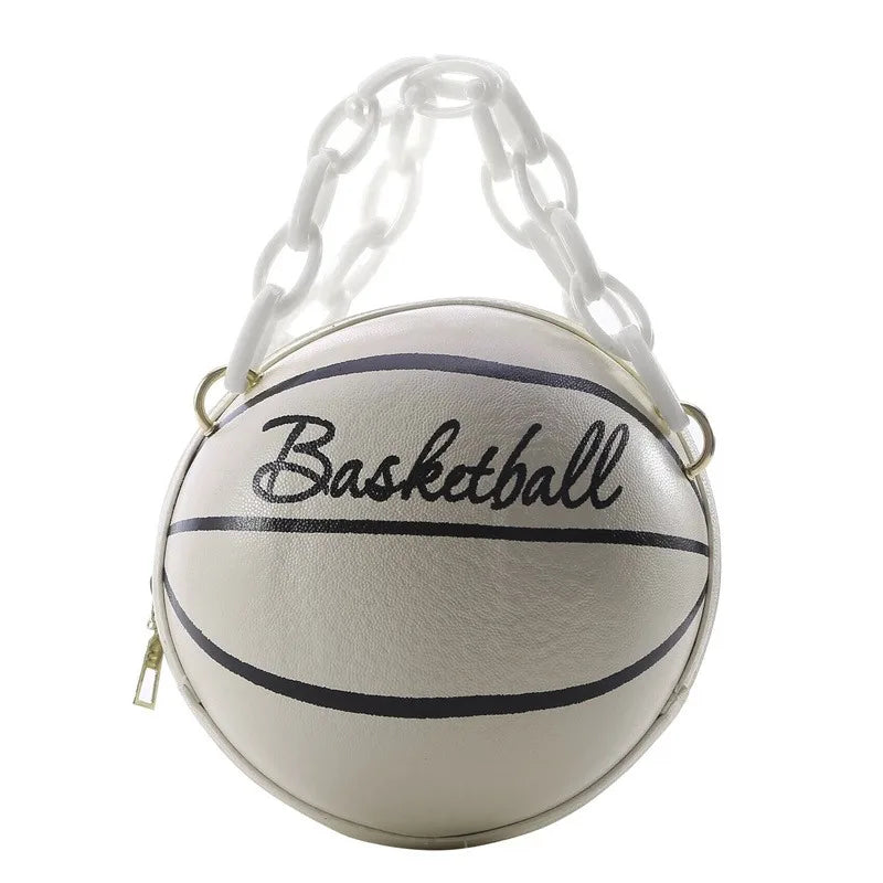 Pink Basketball Round Chain Crossbody Bag