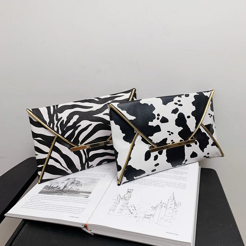 Vintage Animal Print Envelope Clutch