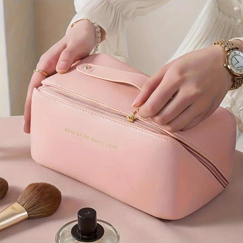 Luxury Travel Makeup Organizer – Zippered Cosmetic & Toiletry Storage Bag for Women