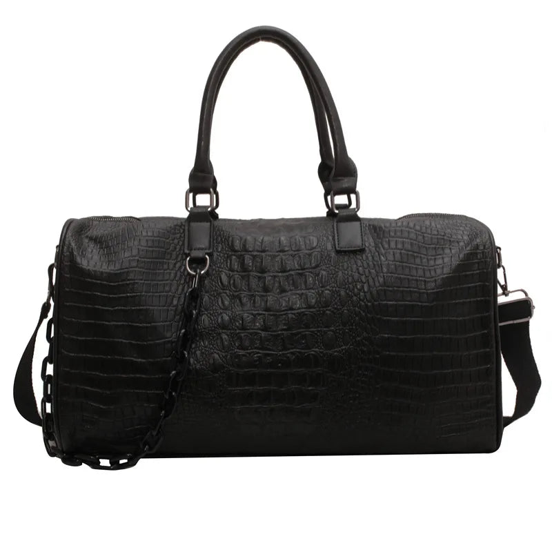 Waterproof Leather Travel Duffel – Large Capacity Candy Color Shoulder & Gym Bag for Women