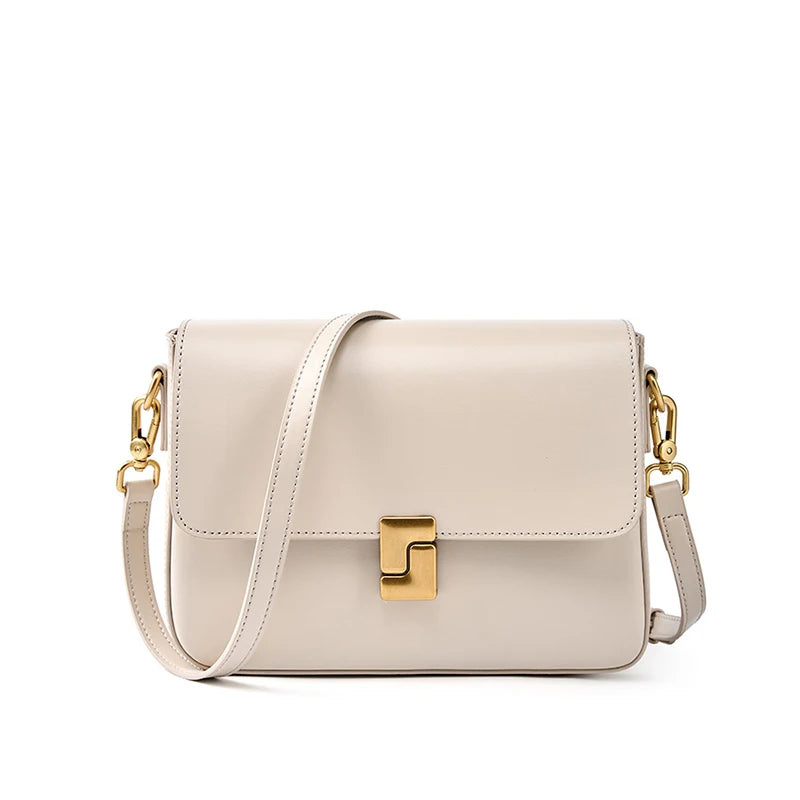 Versatile Cowhide Leather Crossbody – Fashionable Small Square Shoulder Bag for Women’s Commute