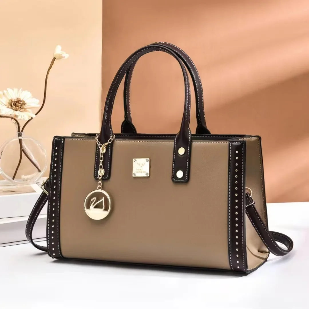 Luxury Leather Designer Tote – Large Capacity Crossbody Handbag for Women