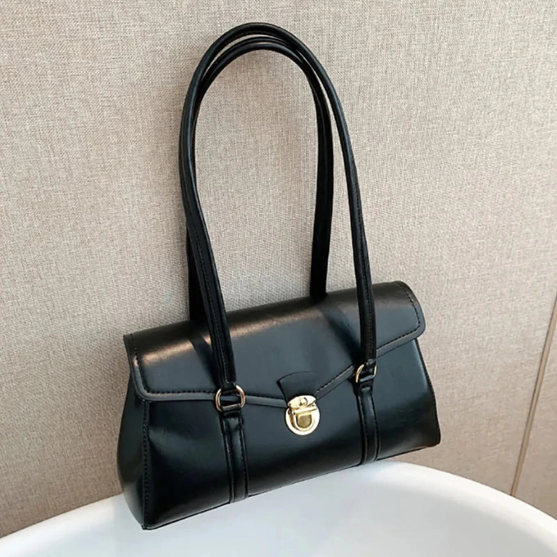 Vintage England-Style Leather Bag – Retro Red Underarm Tote & Commuter Shoulder Purse for Women