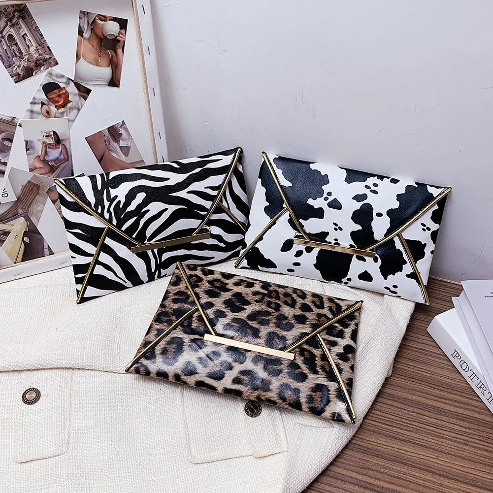 Vintage Animal Print Envelope Clutch