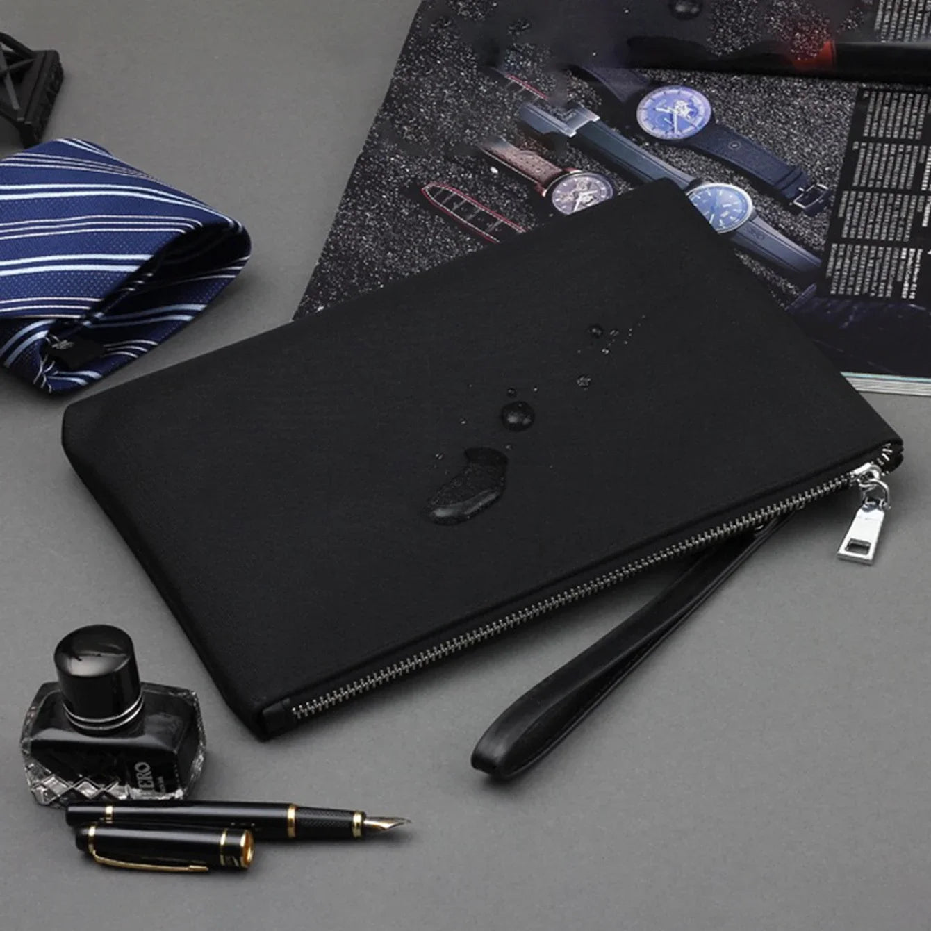 Slim Business Clutch – Men’s Portable Zipper Wristlet Handheld Bag