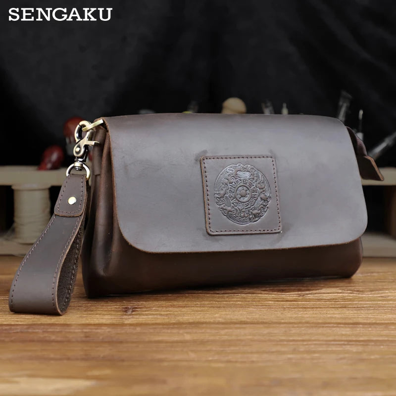 Genuine Cowhide Leather Clutch – Men’s Long Wallet & Passport Organizer
