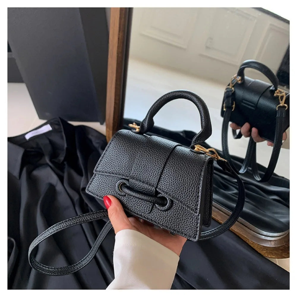 Solid Color Leather Bag – Stylish Hand-Carry & Messenger Mini Bag