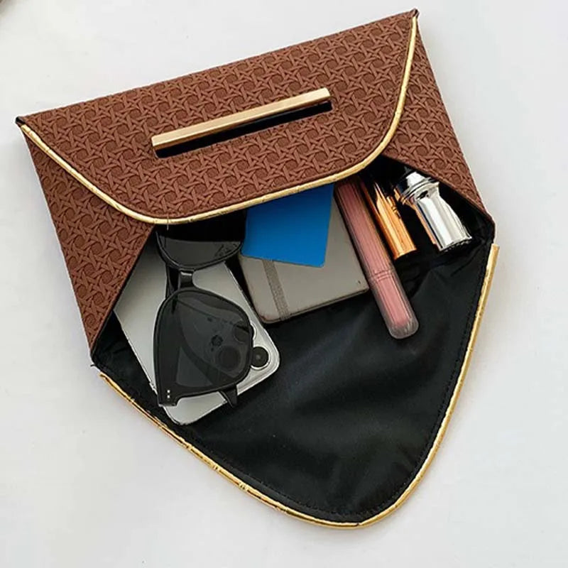 Leather Envelope Clutch – Solid Color Evening & Wedding Purse for Women