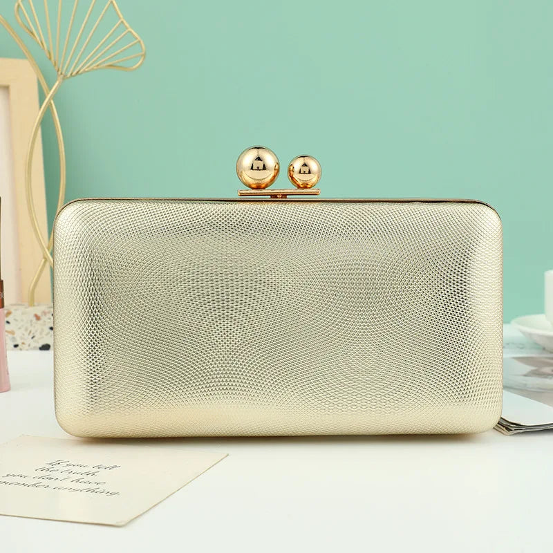 Champagne Leather Evening Clutch