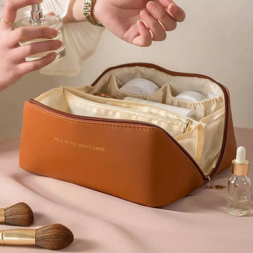 Luxury Travel Makeup Organizer – Zippered Cosmetic & Toiletry Storage Bag for Women