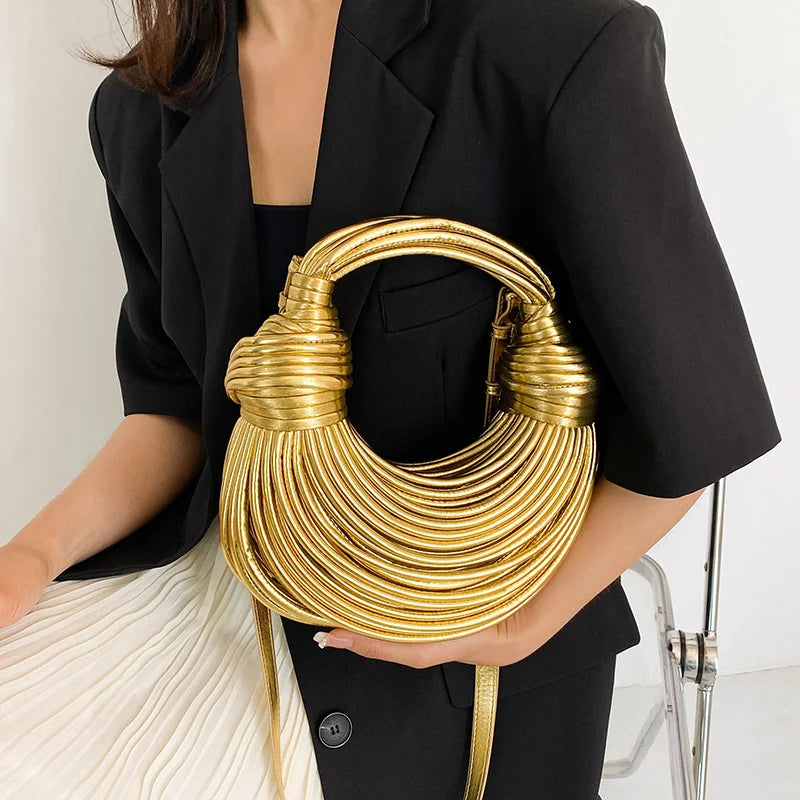 Luxury Knotted Hobo – Metallic Elegance for Evenings