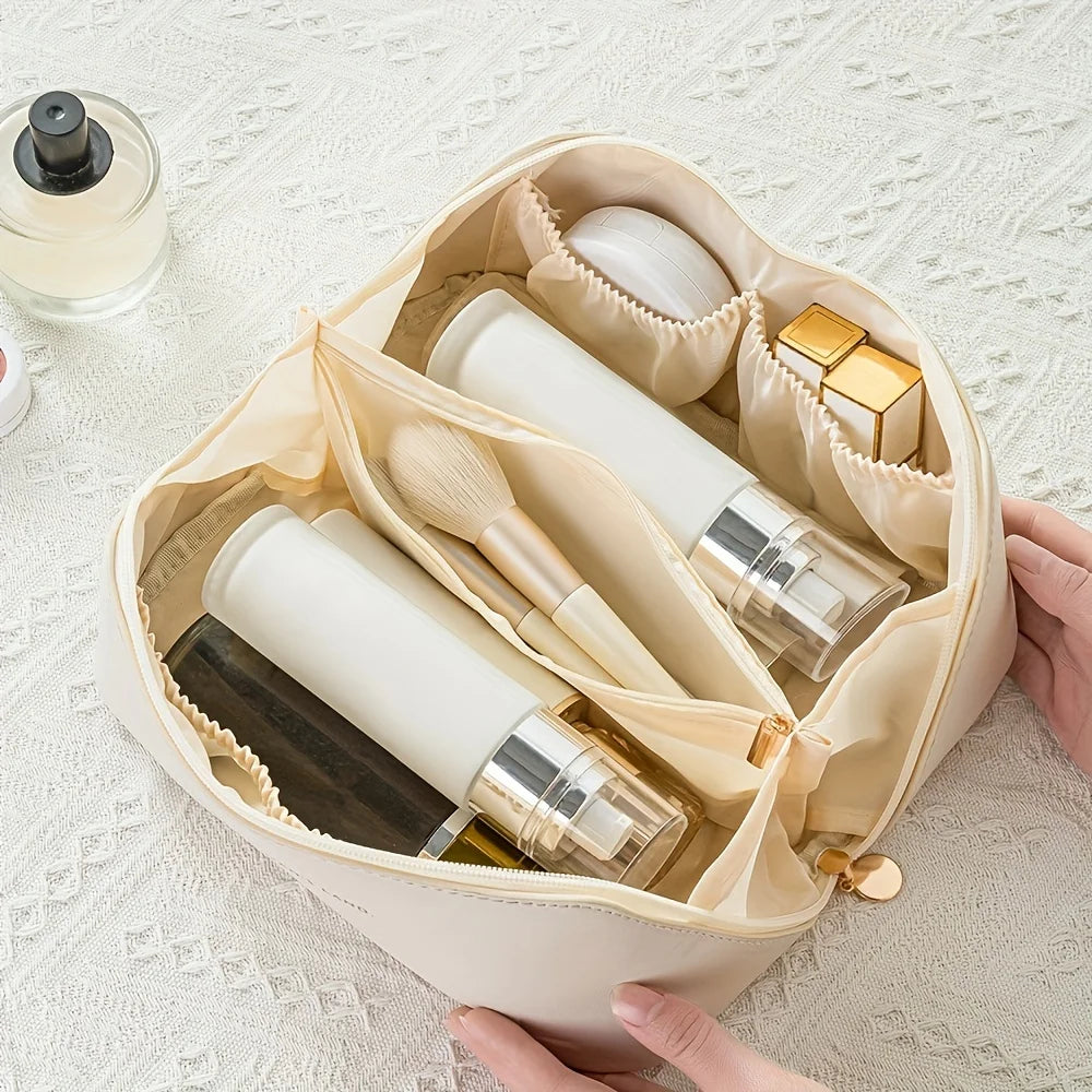 Luxury Travel Makeup Organizer – Zippered Cosmetic & Toiletry Storage Bag for Women
