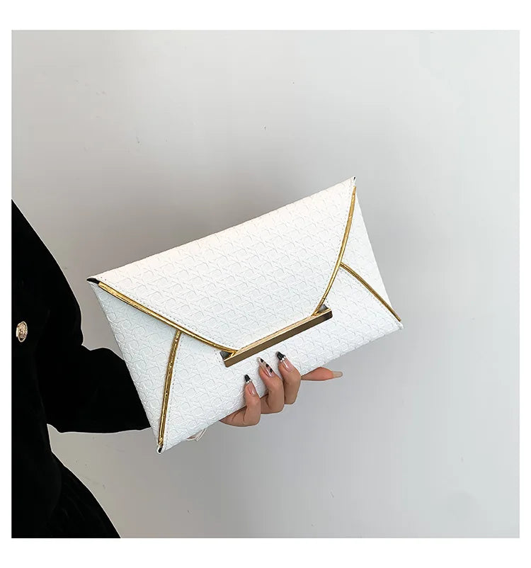 Leather Envelope Clutch – Solid Color Evening & Wedding Purse for Women