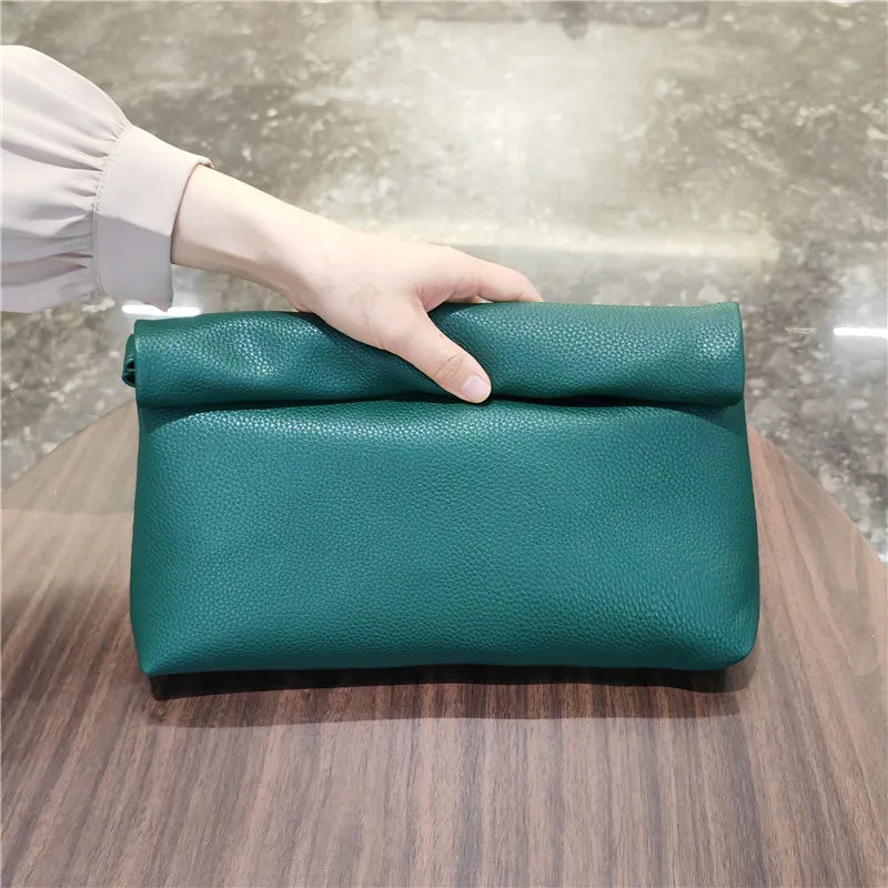 Leather Envelope Clutch – Soft, Large-Capacity Evening Bag for Women