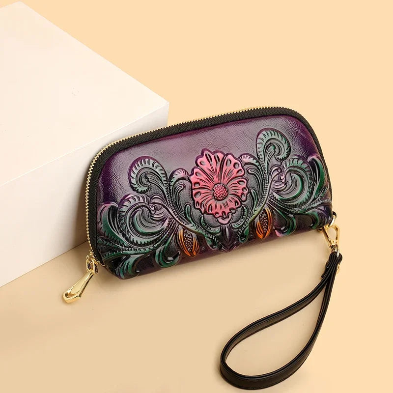 Printed Mini Handbag – Vintage Designer Wrist Bag with Phone & Coin Pocket
