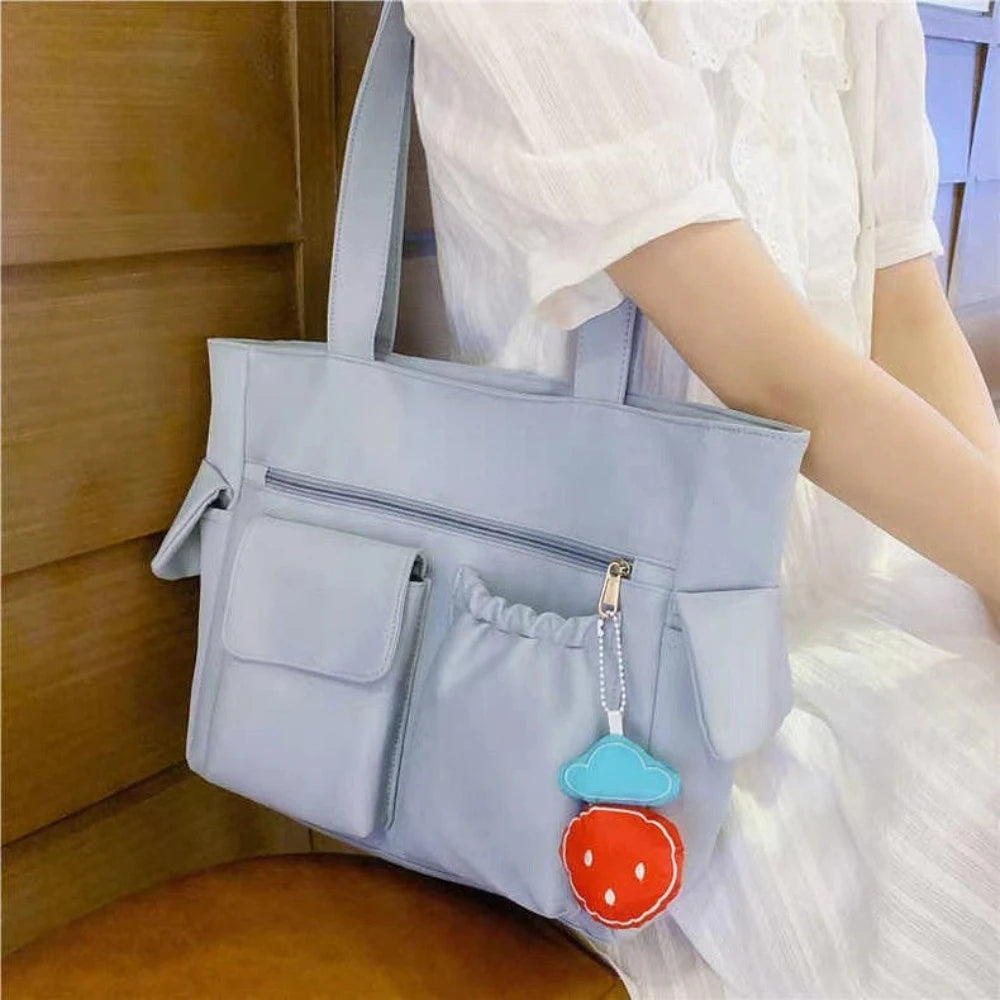Elegant Nylon Shoulder Messenger – Preppy Women's Commuter Bag