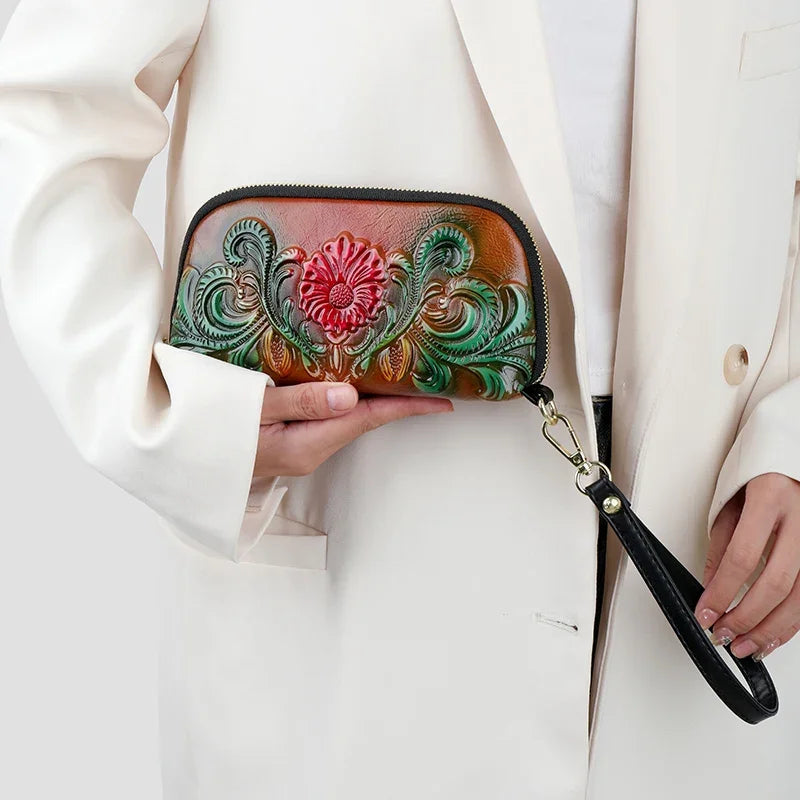 Printed Mini Handbag – Vintage Designer Wrist Bag with Phone & Coin Pocket