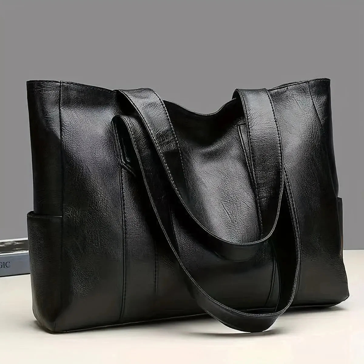 Vintage Vegan Tote Bag – Large Capacity Casual Shoulder Handbag for Women’s Commute